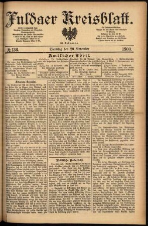 Ausgabe vom Dienstag, den 20. November 1900.