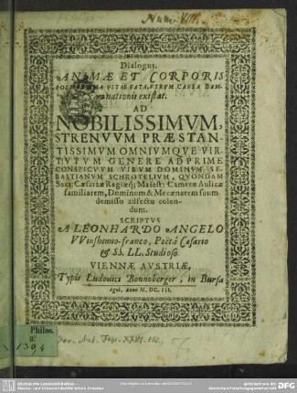 Dialogus animae et corporis : postrema vitae fata