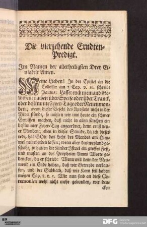 Die vierzehende Erndten-Predigt