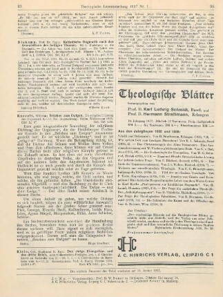23 [Rezension] [Einleitung in die Dogmatik. Die Lehre von Gott dem Einen. Die Lehre von Gott dem Dreieinigen]