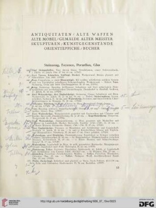 Antiquitäten – Alte Waffen – Alte Möbel – Gemälde alter Meister – Skulpturen – Kunstgegenstände – Orientteppiche – Bücher (Nr. 140-529)