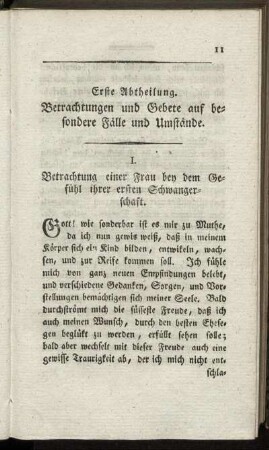 Erste Abtheilung. Betrachtungen und Gebete auf besondere Fälle und Umstände.