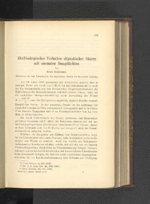 Ebullioskopisches Verhalten aliphatischer Säuren mit anomalen Dampfdichten