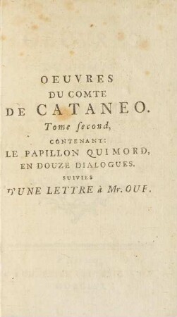 Tome second: Oeuvres du comte de Cataneo