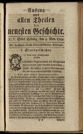 XLV. Stück. Coburg, den 4. Nov. 1750.