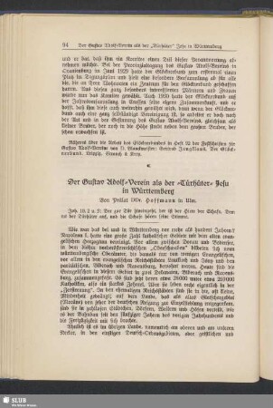 Der Gustav Adolf-Verein als der „Türhüter“ Jesu in Württemberg