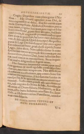 De Discrimine Veteris Et Novi Testamenti.