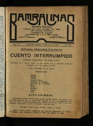 Cuento interrumpido : comedia dramática en tres actos