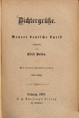 Dichtergrüsse : Neuere deutsche Lyrik