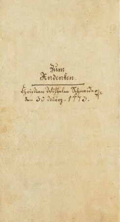 handschriftliche Widmung "Zum Andenken"
