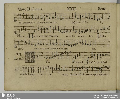 XXII. VI. Lamentatio: Teth bonus est Dominus