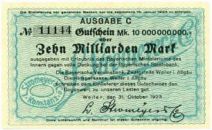 Geldschein / Notgeld, 10 Milliarden Mark, 31.10.1923