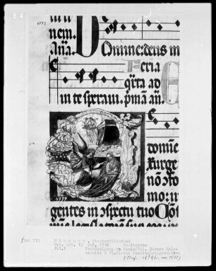 Psalterium und Kalender — Initiale E (xurge), darin eine Verkündigung