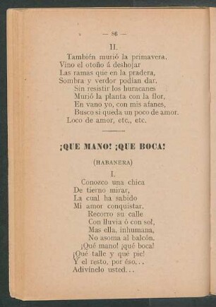 ¡Que mano! ¡Que boca! : (Habanera)