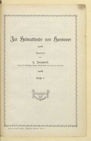Zur Heimatkunde von Hannover