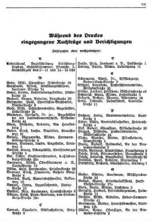 Während des Druckes eingegangene Nachträge und Berichtigungen