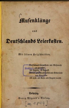 Musenklänge aus Deutschlands Leierkasten : Mit feinen Holzschnitten