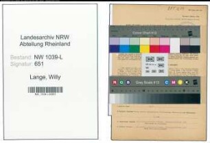 Entnazifizierung Willy Lange , geb. 29.04.1903 (Fleischer)