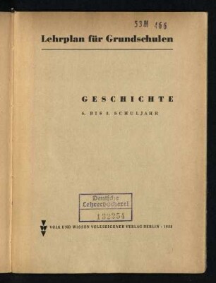 1953: Geschichte : 6. bis 8. Schuljahr