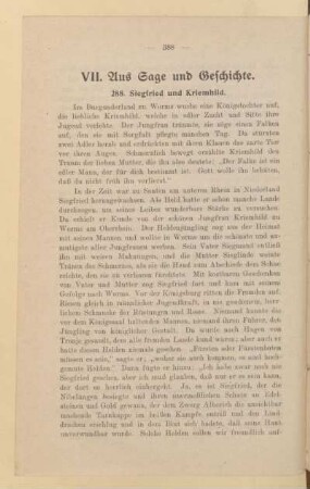 VII. Aus Sage und Geschichte