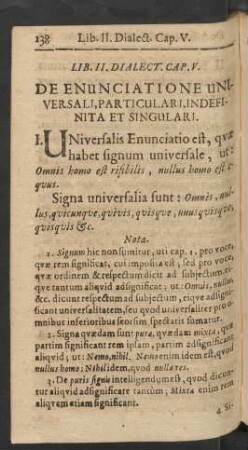 Cap. V. De Enunciatione Universali, Particulari, Indefinita Et Singulari.