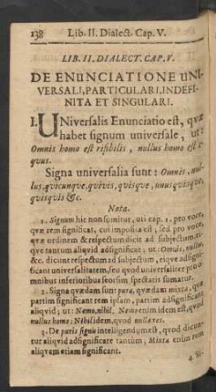 Cap. V. De Enunciatione Universali, Particulari, Indefinita Et Singulari.