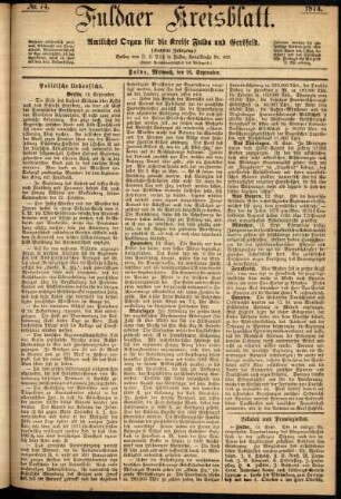 Ausgabe vom Mittwoch, den 16. September 1874.
