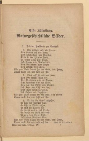 Erste Abtheilung. Naturgeschichtliche Bilder