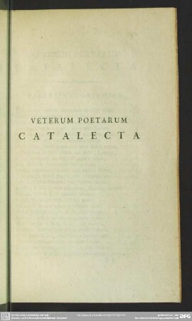 Veterum Poetarum Catalecta