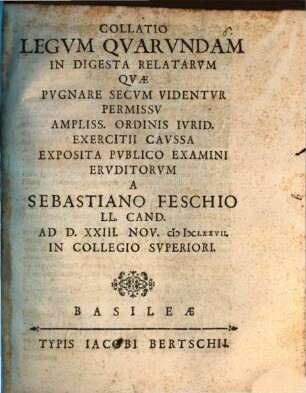 Collatio legum quarundam in Digesta relatarum quae pugnare secum videntur