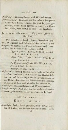 LX. Gattung. Ente. Anas (unvollständig)