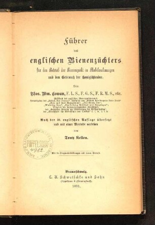 Führer des englischen Bienenzüchters für den Betrieb der Bienenzucht in Mobilwohnungen und den Gebrauch der Honigschleuder