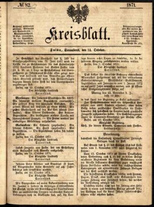 Ausgabe vom Samstag, den 14. Oktober 1871.