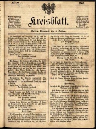 Ausgabe vom Samstag, den 14. Oktober 1871.