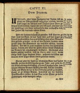 Caput VI. Vom Brauen. - Caput X. Von denen Schrötern.