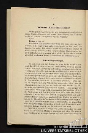 I. Warum Antisemitismus?