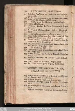 Medici, Philosophici & Mathematici In Octavo.