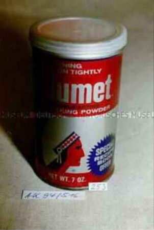 Blechdose für 198 g "Calumet DOUBLE-ACTING BAKING POWDER" mit Inhalt