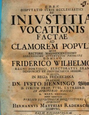 Disp. iur. eccl. de iniustitia vocationis factae ad clamorem populi