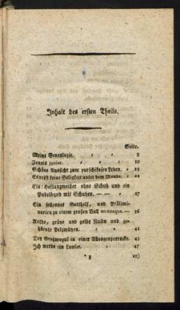 Inhalt des ersten Theils.