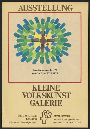 Ausstellungswerbung: "Grundlagenbiennale 1/79" von 26.06. bis 27.07.1979