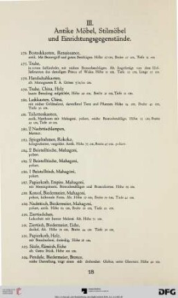 III. Antike Möbel, Stilmöbel und Einrichtungsgegenstände (Nr. 276-362)