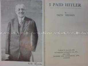 Autobiographie von Fritz Thyssen