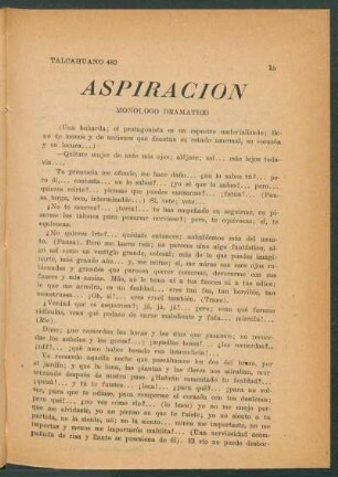 Aspiración : Monólogo dramático