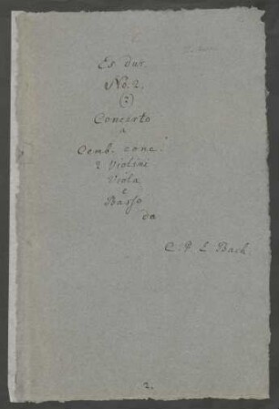 Konzerte; cemb, strings, bc; Es-Dur; H 404; Wq 2