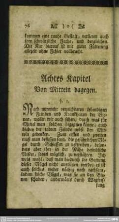 Achtes Kapitel, Von Mitteln dagegen