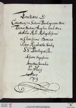 Raphael Köndig: Tractatus commentarii in Summam Theologicam