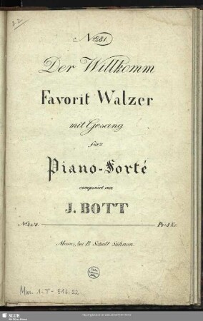 Der Willkomm Favorit Walzer mit Gesang für's Piano-Forté