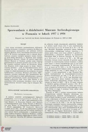 Sprawozdanie z działalności Muzeum Archeologicznego w Poznaniu w latach 1957-1958