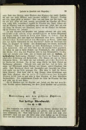 Unterredung mit den größern Schülern über das heilige Abendmahl